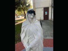 Statue outside Holy Rosary Catholic Church in Woodland, California